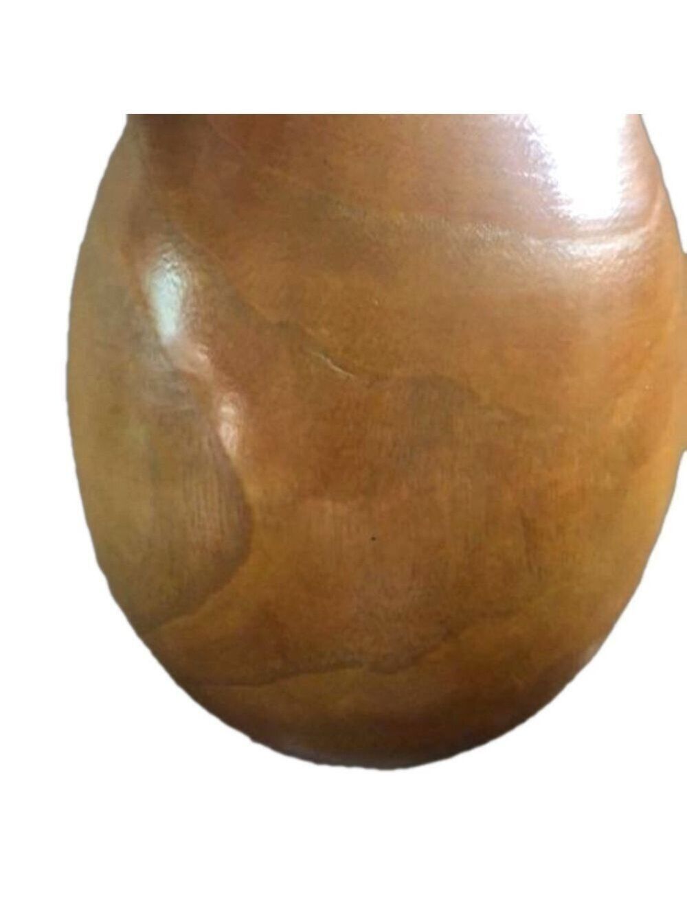 Turned wood vase. Wood grain natural warm brown vintage MCM minimalist rustic - Picture 7 of 10